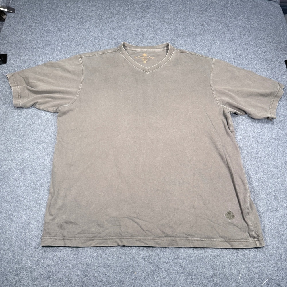 The Territory Ahead Mens XL V-Neck T-Shirt Khaki Brown Cotton 146466 62160